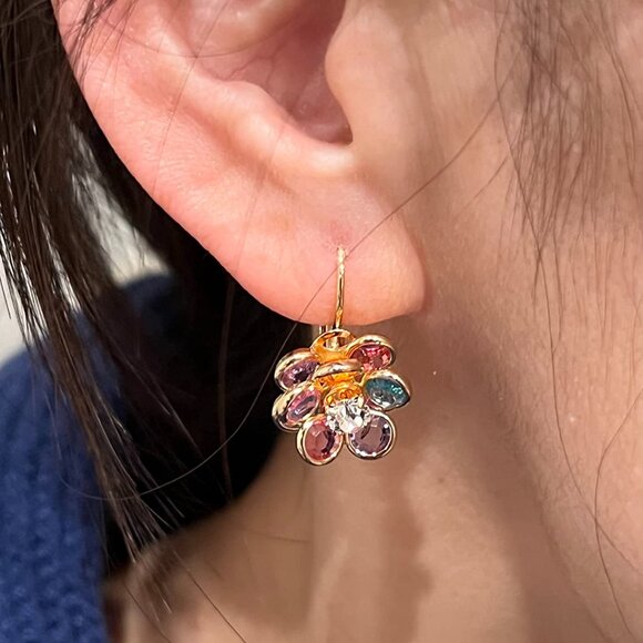 Neiman Marcus 18K Gold Plated Multicolor Earrings, Lever Back Earrings - Picture 1 of 5
